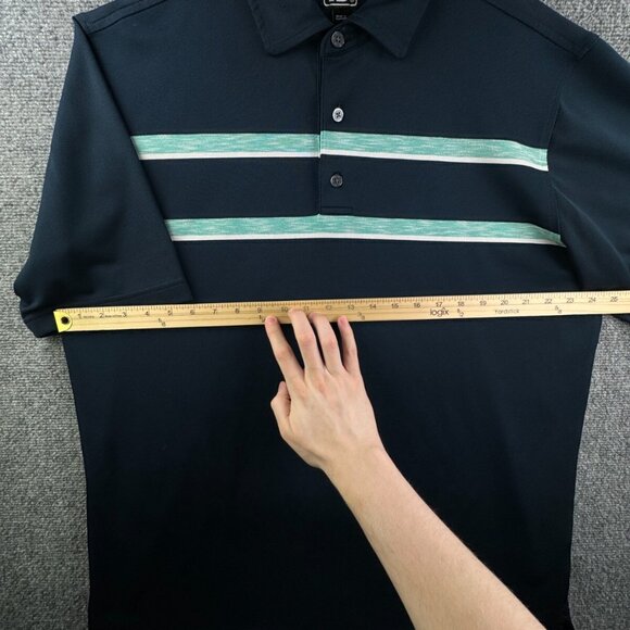 Footjoy FJ Golf Polo Shirt Men XL Athletic Fit Blue Stripe Performance Stretch - Picture 5 of 15